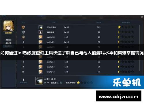 如何通过lol熟练度查询工具快速了解自己与他人的游戏水平和英雄掌握情况